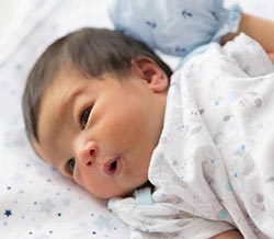Newborn baby cooing