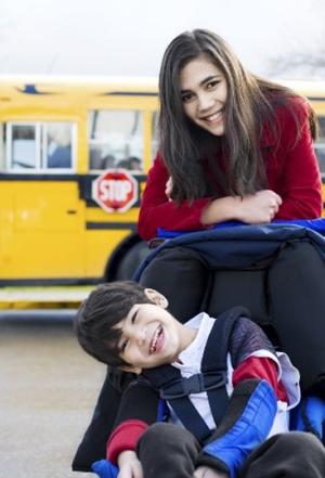 A mother and her son with dysarthria.